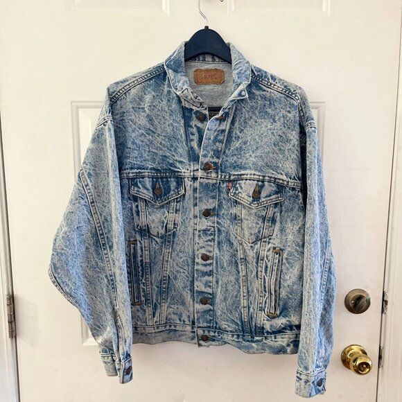 Vintage Levi's Acid Wash Trucker Made In USA 70507-0219 Denim Jacket Sz Lr - Picture 1 of 12